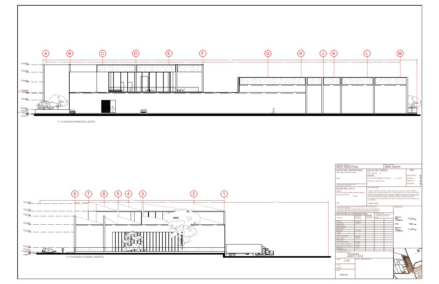 ARQ-05: Fachadas arquitectónicas norte y este