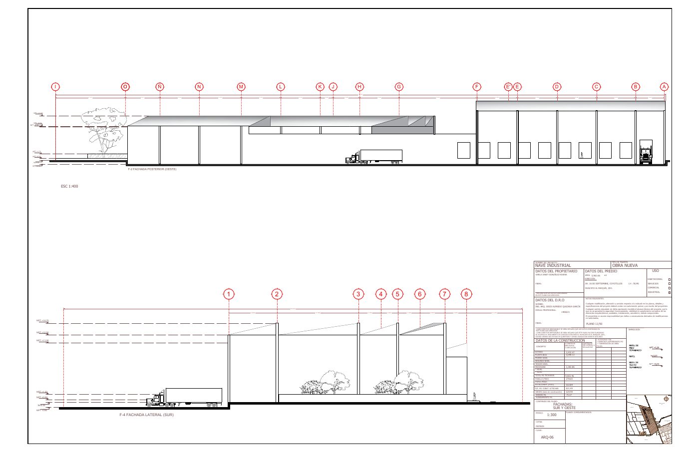 ARQ-06: Fachadas arquitectónicas sur y oeste