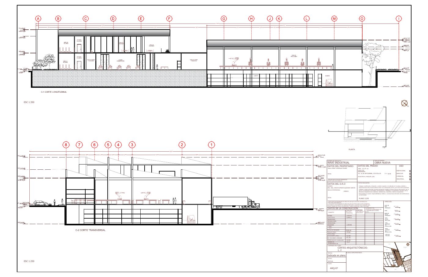 ARQ-07: Cortes arquitectónicos 1 y 2