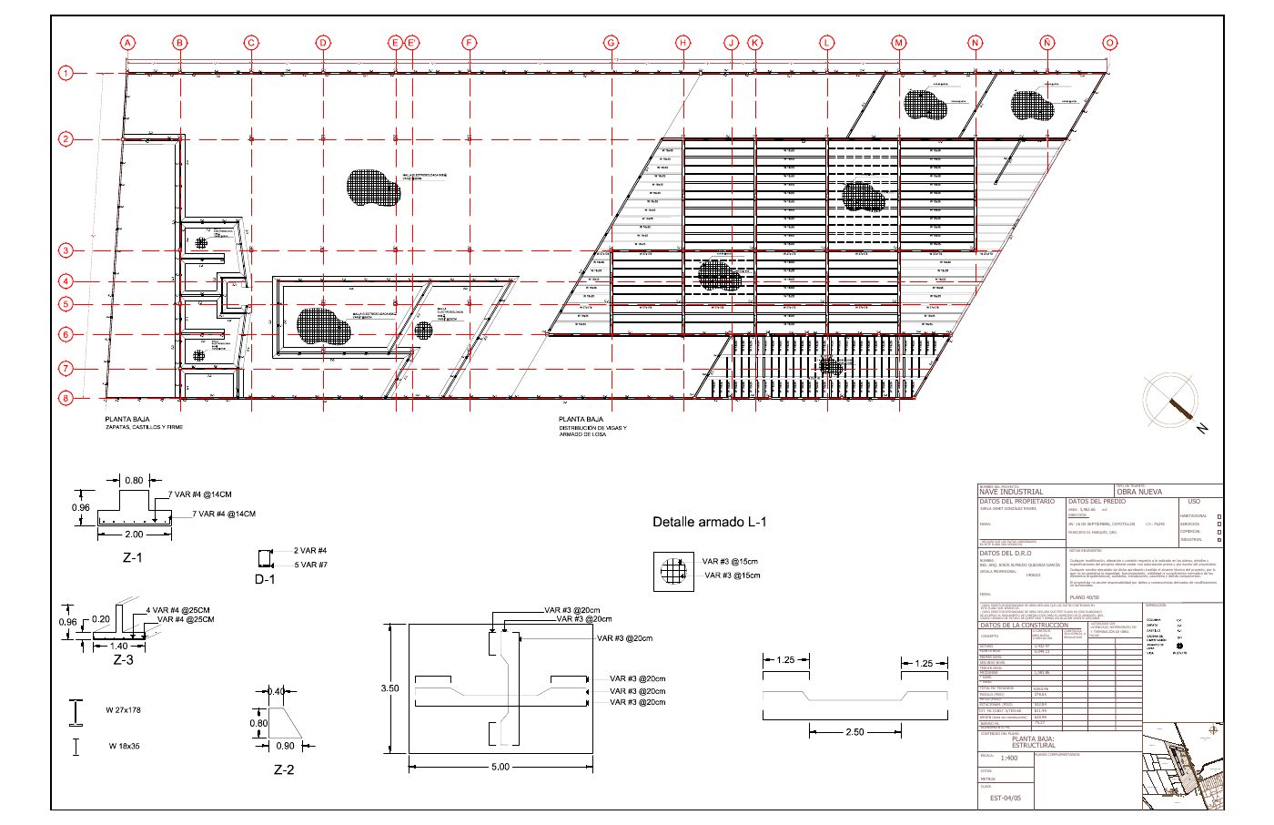 EST-04/05: Planta estructural de planta baja